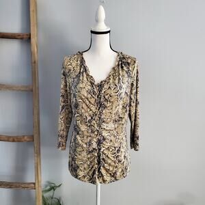 Dana Buchman Women's Snakeskin Print Ruched Top Size M